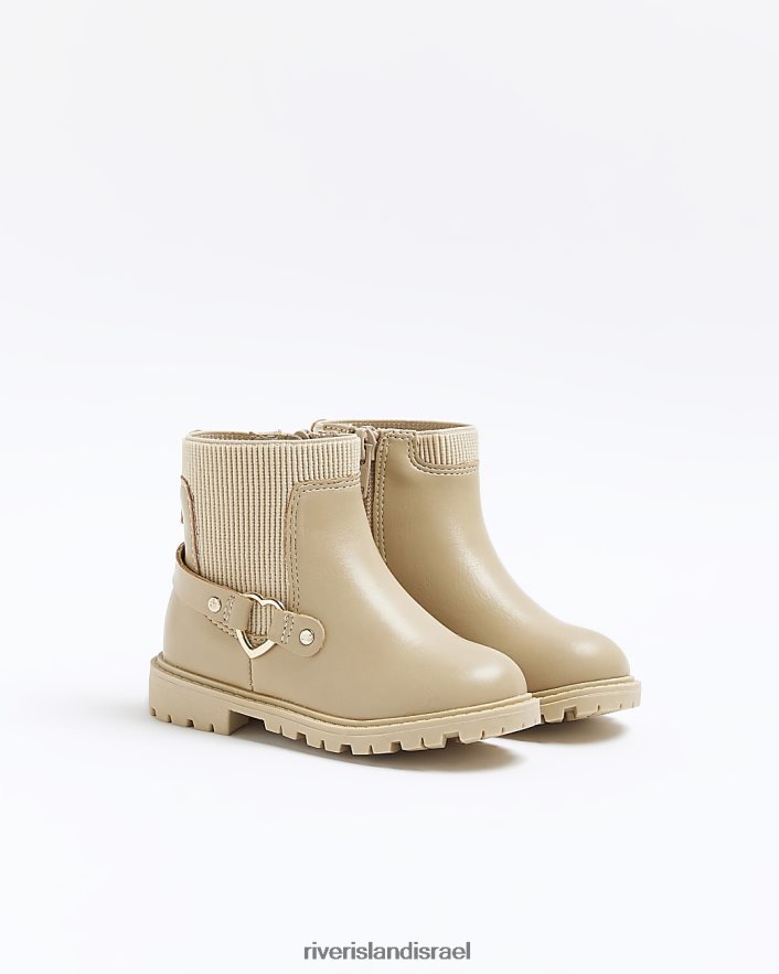 הַנעָלָה River Island מגפי צ'לסי רצועת לב חום בנות BDZ4083482