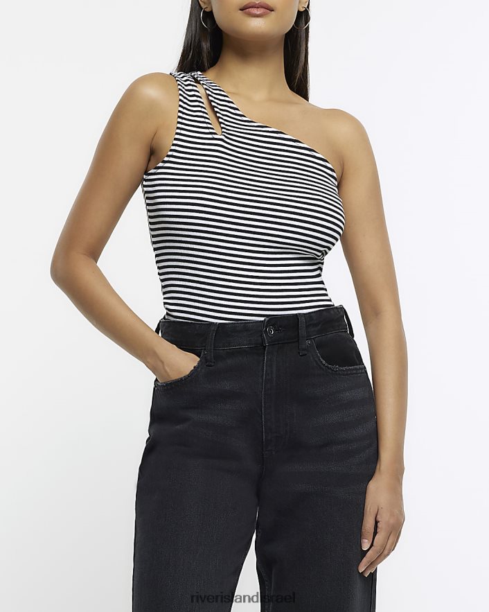 לבוש River Island גופיית פס כתף אחת לבן נשים BDZ408350
