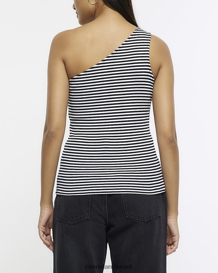 לבוש River Island גופיית פס כתף אחת לבן נשים BDZ408350