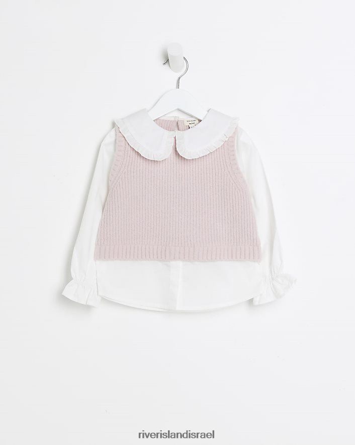 לבוש River Island אפוד סרוג עם צווארון מ"ג וָרוֹד בנות BDZ4083522