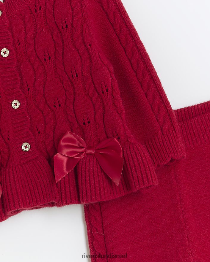 לבוש River Island סט קרדיגן סרוג בכבלים אָדוֹם בנות BDZ4083535