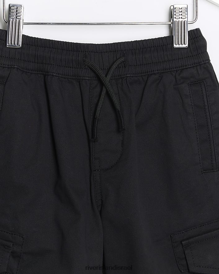 לבוש River Island מכנסי מטען מיני עם חפתים שָׁחוֹר בנים BDZ4083548