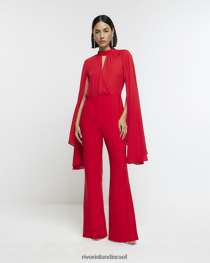 לבוש River Island סרבל רגל רחב שכמייה אָדוֹם נשים BDZ408354
