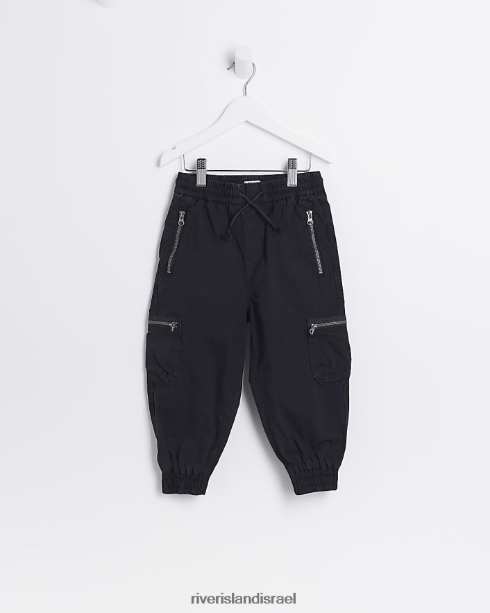 לבוש River Island מכנסי מטען מיני עם רוכסן שָׁחוֹר בנים BDZ4083551