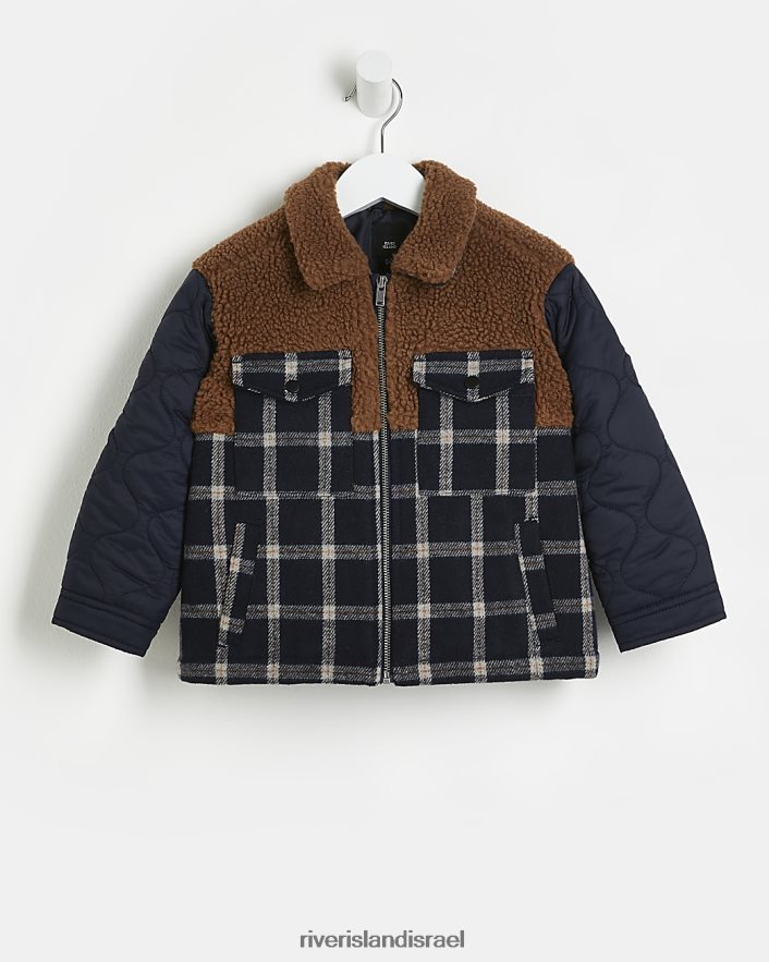 לבוש River Island צריף מרופד מיני צ'ק בורג חיל הים בנים BDZ4083570