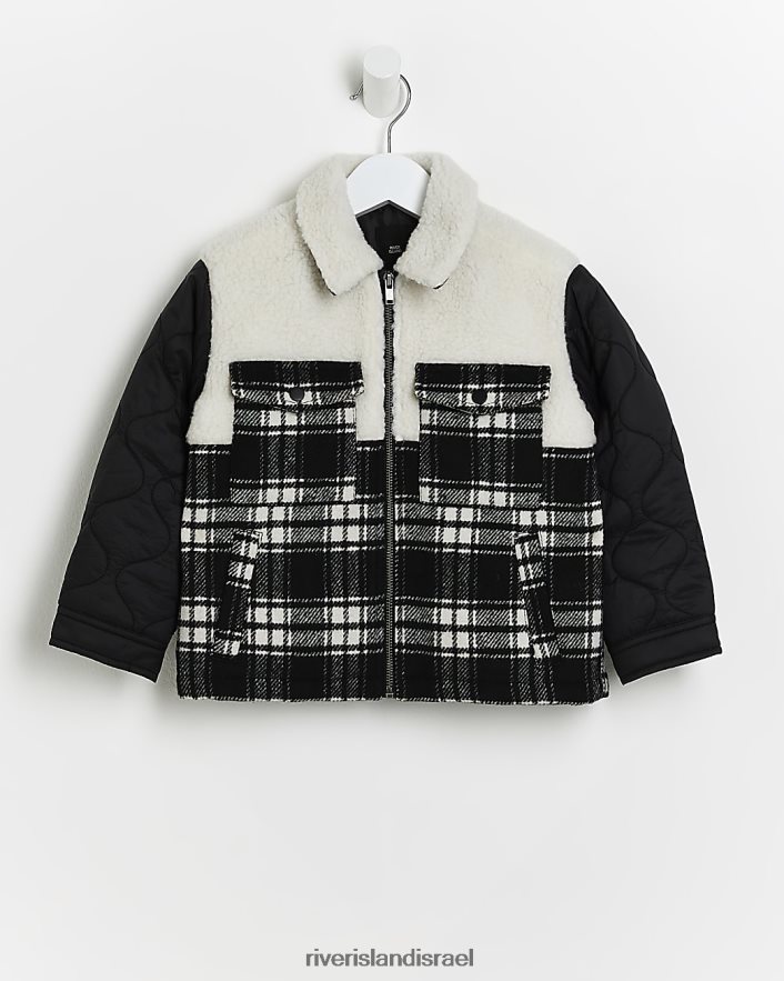 לבוש River Island צריף מרופד מיני צ'ק בורג שָׁחוֹר בנים BDZ4083571