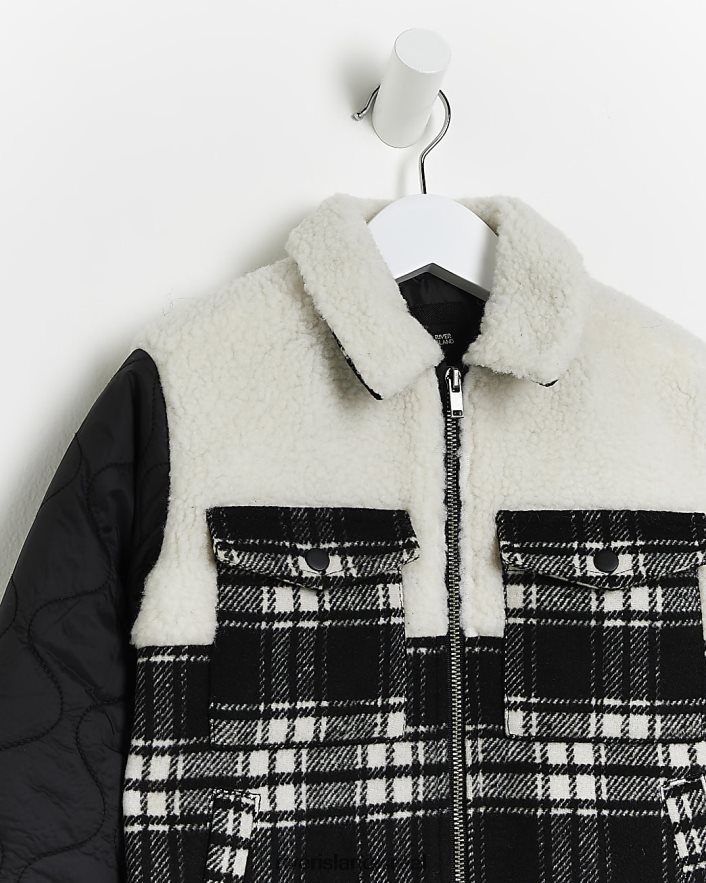 לבוש River Island צריף מרופד מיני צ'ק בורג שָׁחוֹר בנים BDZ4083571