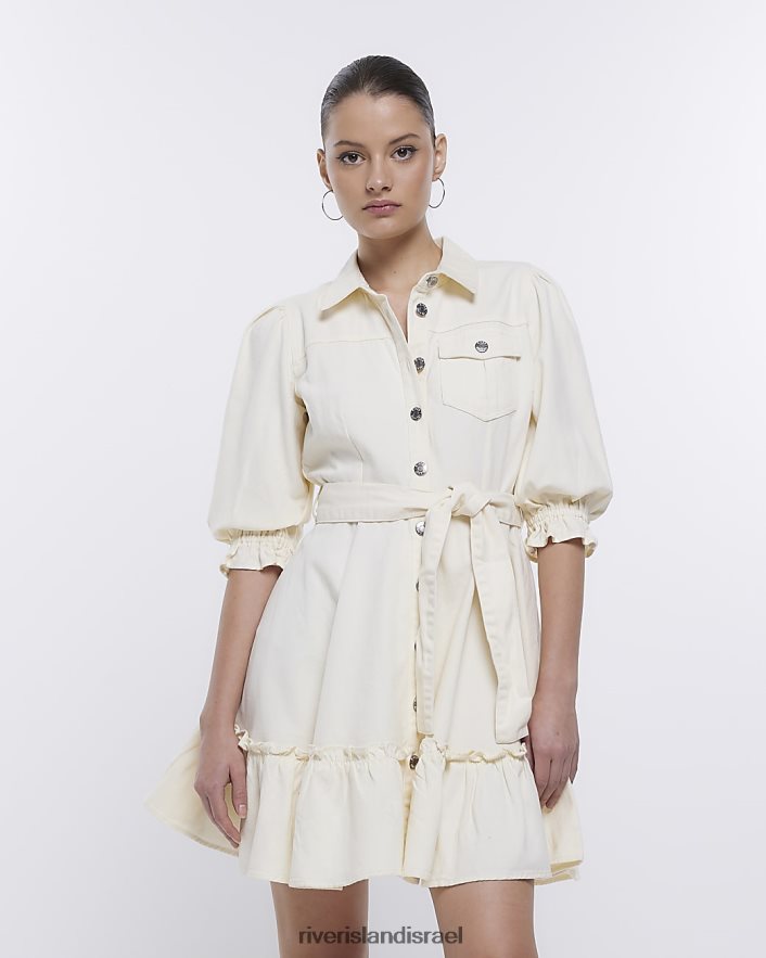 לבוש River Island שמלת מיני חולצת ג'ינס אקרו נשים BDZ408361