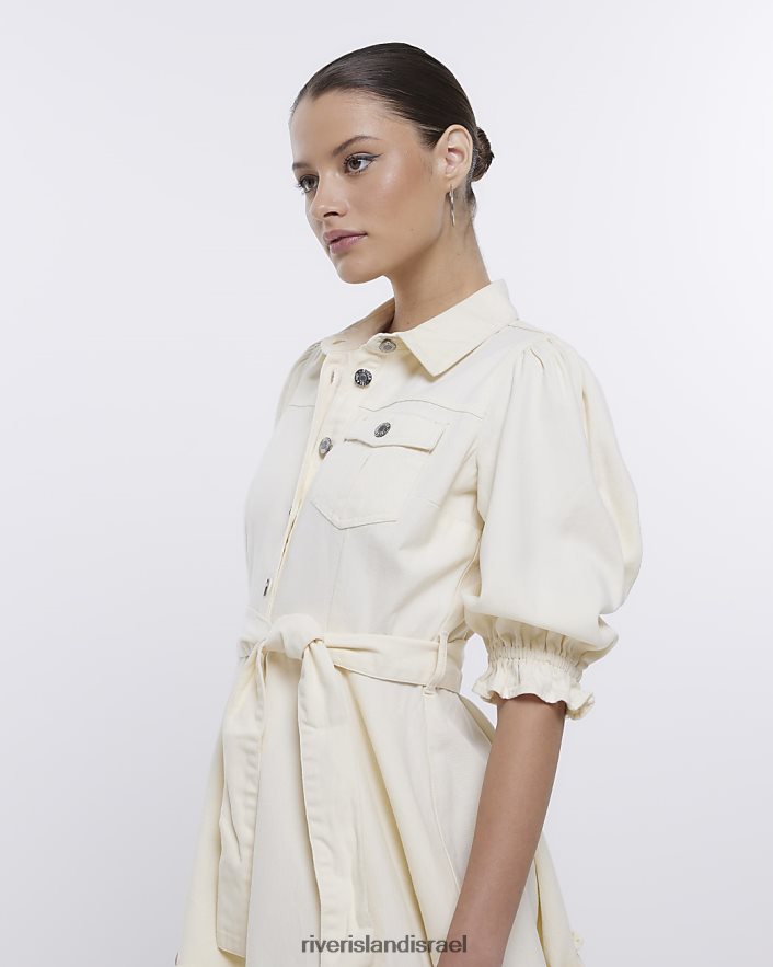 לבוש River Island שמלת מיני חולצת ג'ינס אקרו נשים BDZ408361