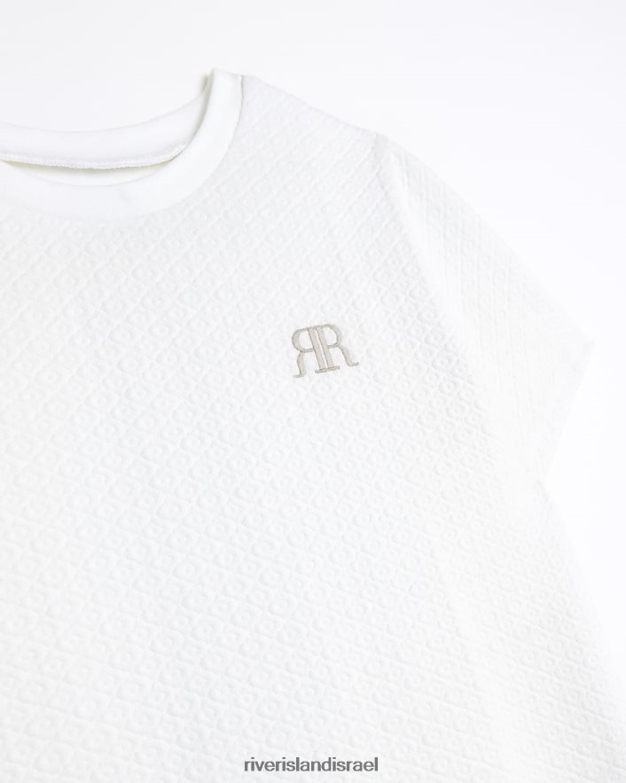 לבוש River Island ב חולצת טריקו עם מרקם לבן בנים BDZ4083629