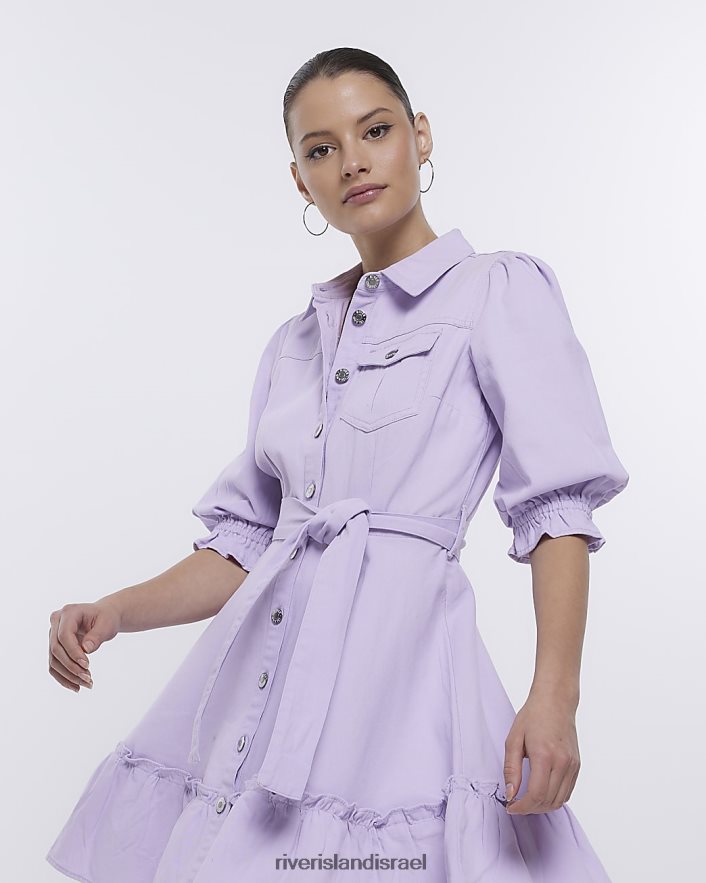 לבוש River Island שמלת מיני חולצת ג'ינס סָגוֹל נשים BDZ408362