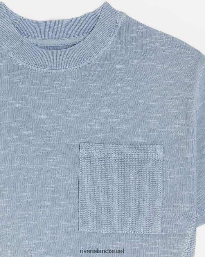 לבוש River Island ב חולצת טריקו עם מרקם כְּחוֹל בנים BDZ4083649