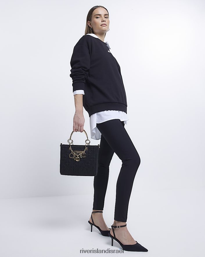 אביזרים River Island תיק ג'קארד צ'ארם שָׁחוֹר נשים BDZ408366