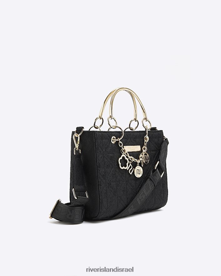 אביזרים River Island תיק ג'קארד צ'ארם שָׁחוֹר נשים BDZ408366