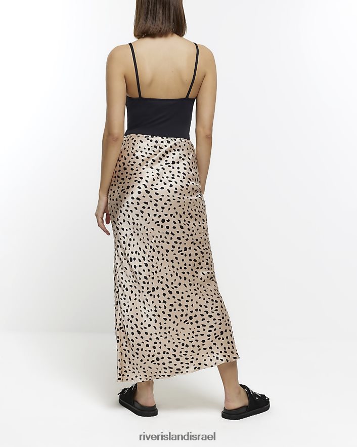 לבוש River Island חצאית מקסי בהדפס בעלי חיים בז' נשים BDZ40836
