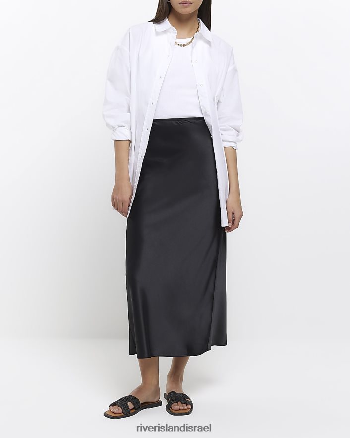 לבוש River Island חצאית מקסי סאטן שָׁחוֹר נשים BDZ40837