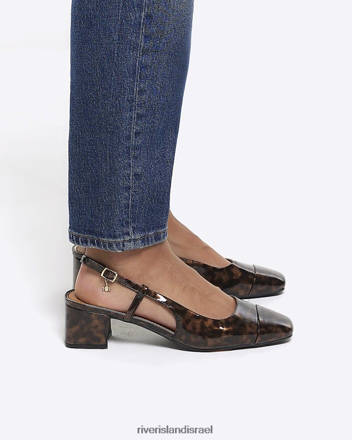 הַנעָלָה River Island נעלי בית עם עקב בלוק חום נשים BDZ408370