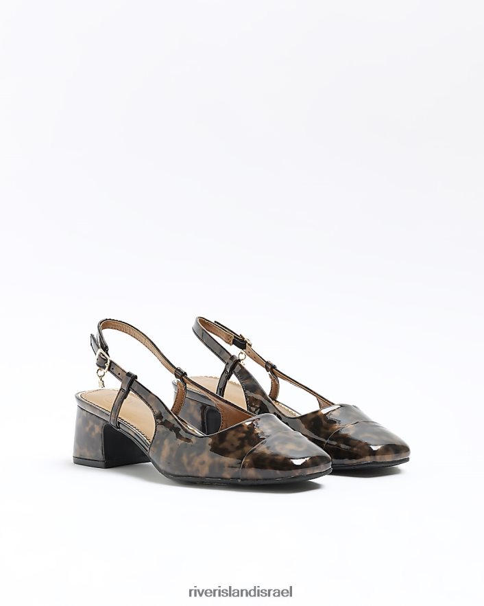 הַנעָלָה River Island נעלי בית עם עקב בלוק חום נשים BDZ408370