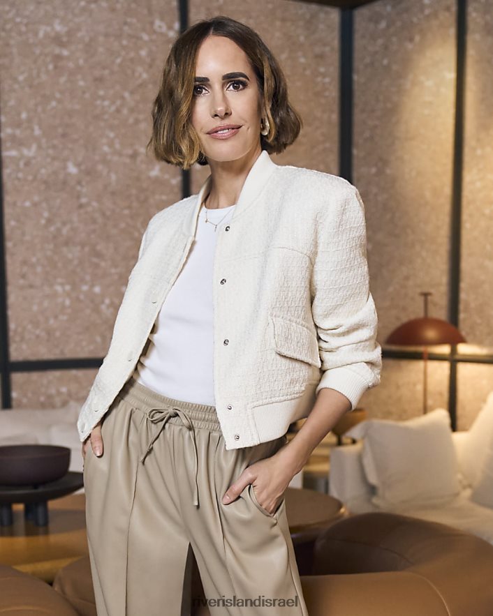 לבוש River Island מעיל בומבר מחויט קרם נשים BDZ4083715