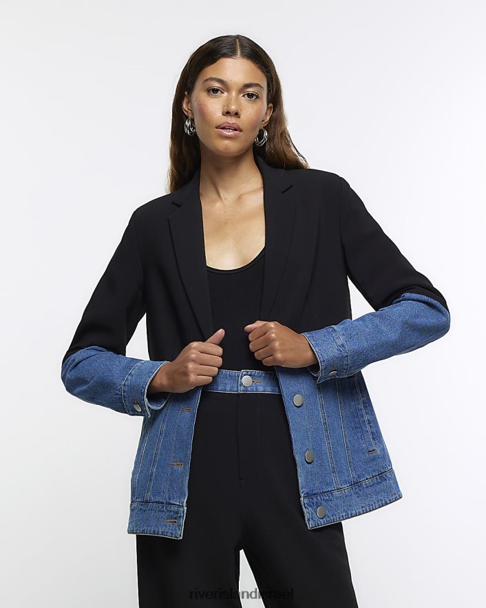 לבוש River Island בלייזר היברידי ג'ינס שָׁחוֹר נשים BDZ4083717