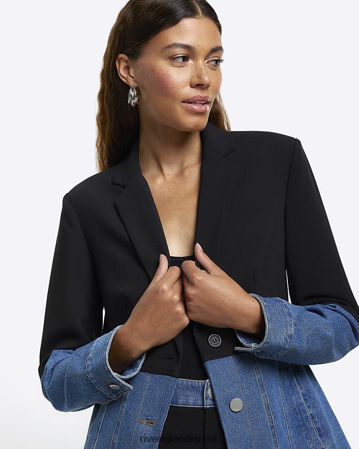 לבוש River Island בלייזר היברידי ג'ינס שָׁחוֹר נשים BDZ4083717