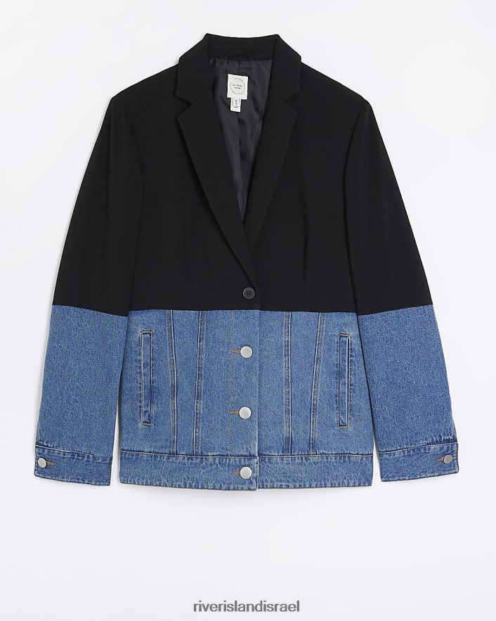 לבוש River Island בלייזר היברידי ג'ינס שָׁחוֹר נשים BDZ4083717