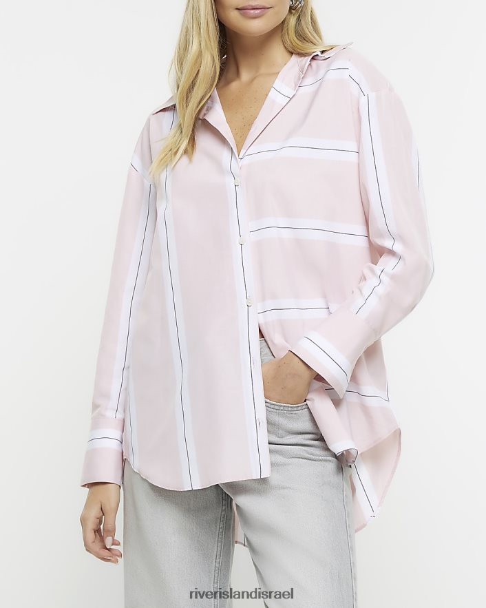 לבוש River Island חולצת פסים עם שרוולים ארוכים וָרוֹד נשים BDZ4083718