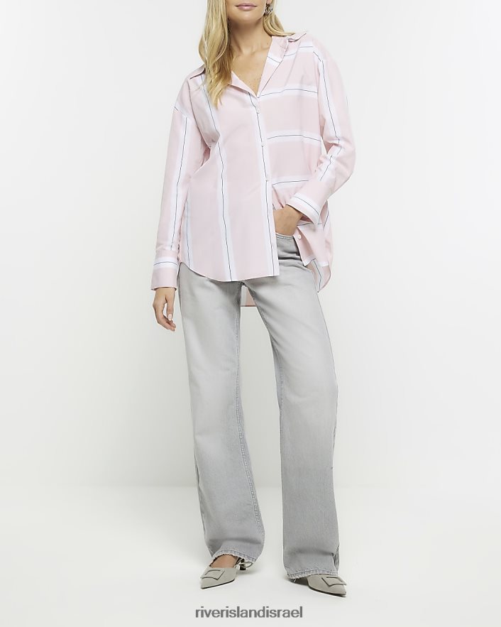 לבוש River Island חולצת פסים עם שרוולים ארוכים וָרוֹד נשים BDZ4083718