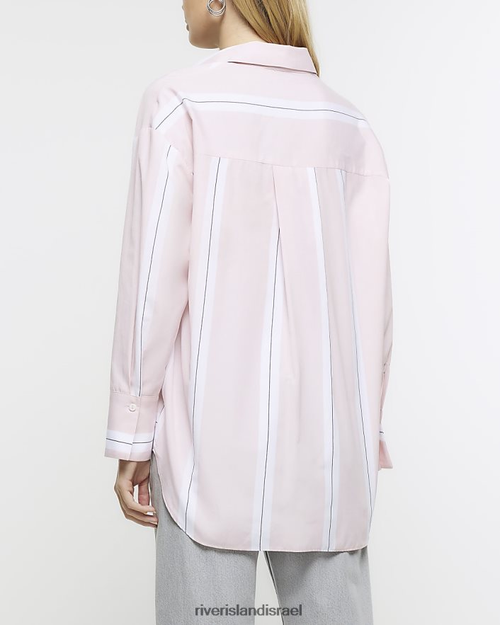 לבוש River Island חולצת פסים עם שרוולים ארוכים וָרוֹד נשים BDZ4083718