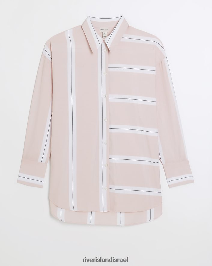 לבוש River Island חולצת פסים עם שרוולים ארוכים וָרוֹד נשים BDZ4083718