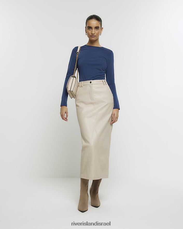 לבוש River Island חלק עליון עם שרוולים ארוכים חיל הים נשים BDZ408371
