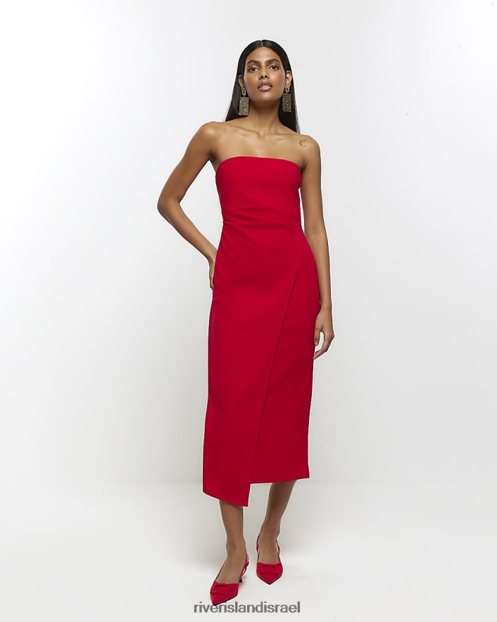 לבוש River Island שמלת מידי צלילה בנדו אָדוֹם נשים BDZ4083722