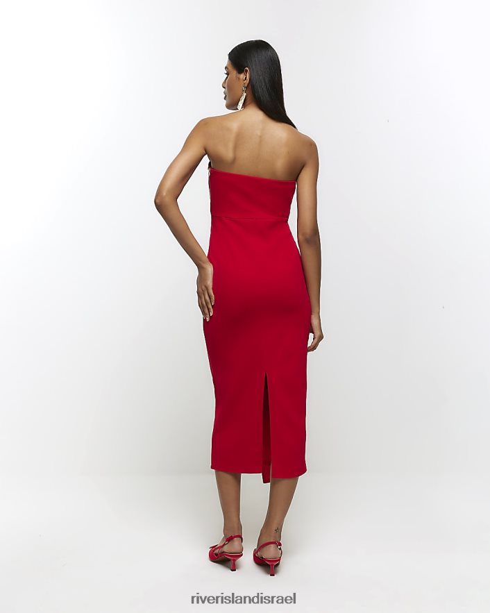 לבוש River Island שמלת מידי צלילה בנדו אָדוֹם נשים BDZ4083722