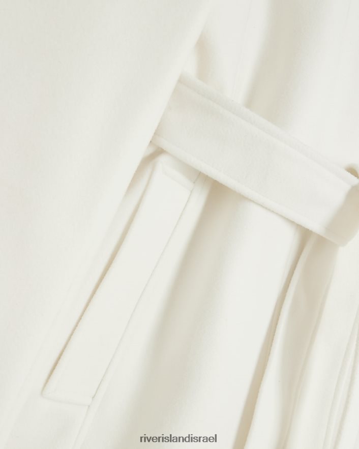 לבוש River Island מעיל מעטפת חגורה קרם נשים BDZ4083725