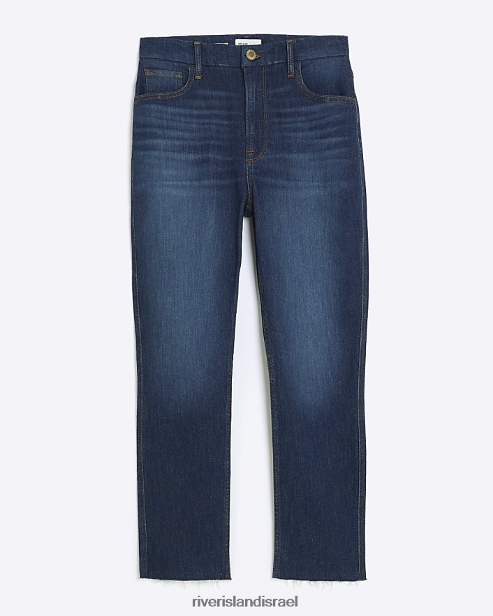 לבוש River Island ג'ינס ישר דק בגזרה גבוהה כְּחוֹל נשים BDZ4083732