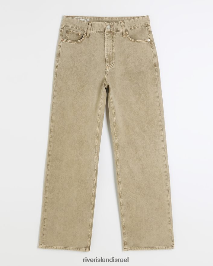 לבוש River Island ג'ינס ישר רגוע בגזרה גבוהה חום נשים BDZ4083733
