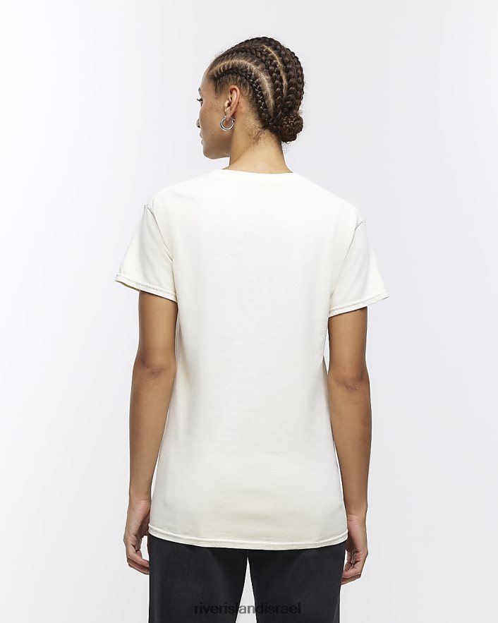 לבוש River Island חולצת טריקו גרפית ורד בז' נשים BDZ4083739