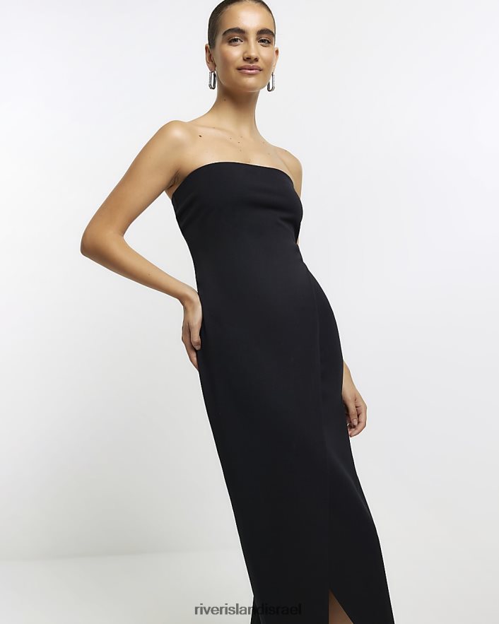 לבוש River Island שמלת מידי מעטפת בנדו שָׁחוֹר נשים BDZ4083743