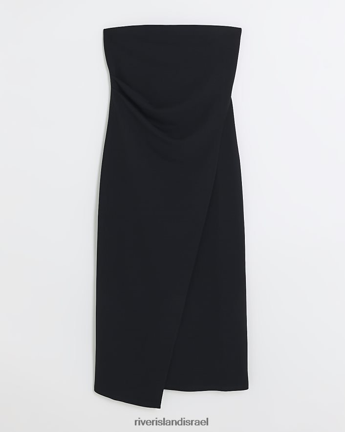 לבוש River Island שמלת מידי מעטפת בנדו שָׁחוֹר נשים BDZ4083743
