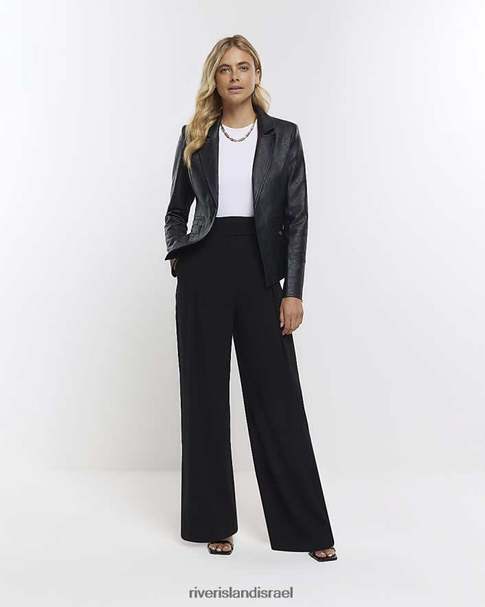 לבוש River Island בלייזר מעור מלאכותי שָׁחוֹר נשים BDZ4083746