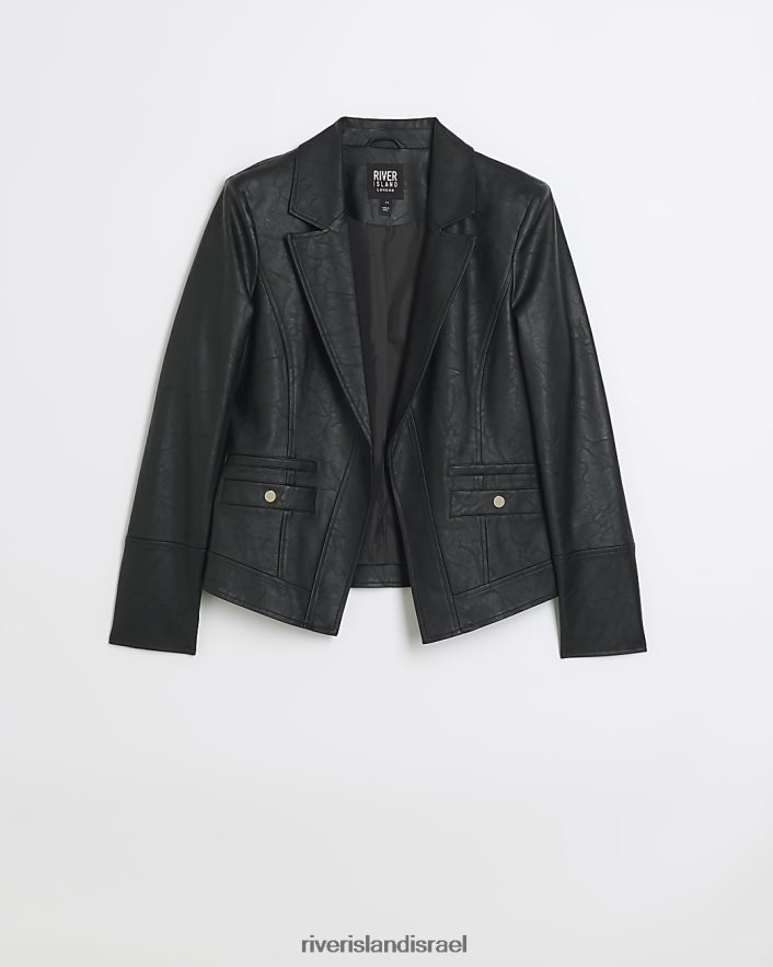 לבוש River Island בלייזר מעור מלאכותי שָׁחוֹר נשים BDZ4083746