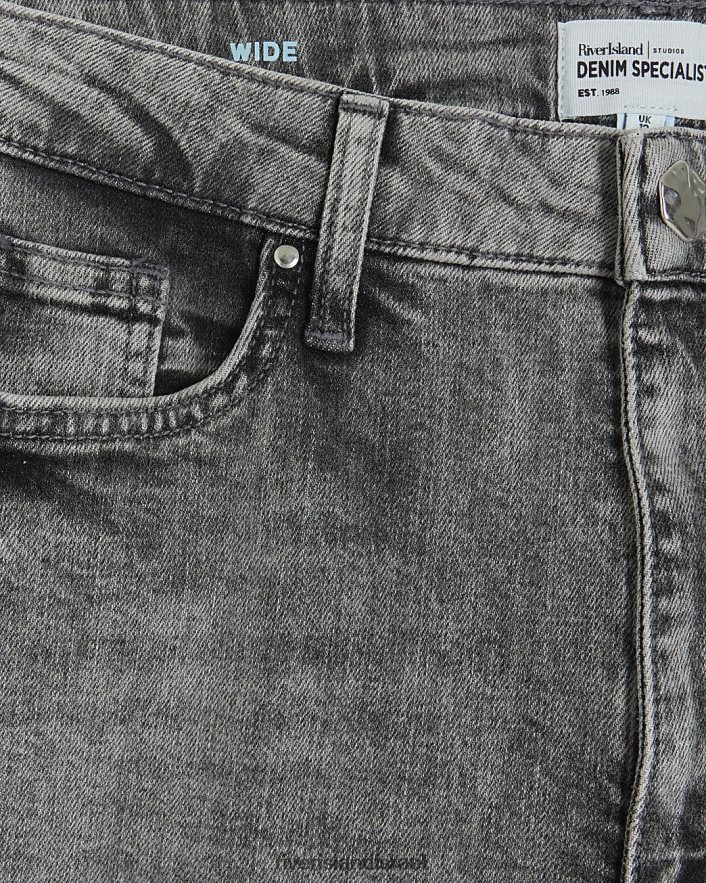 לבוש River Island ג'ינס רחב מותן גבוה אפור נשים BDZ4083747