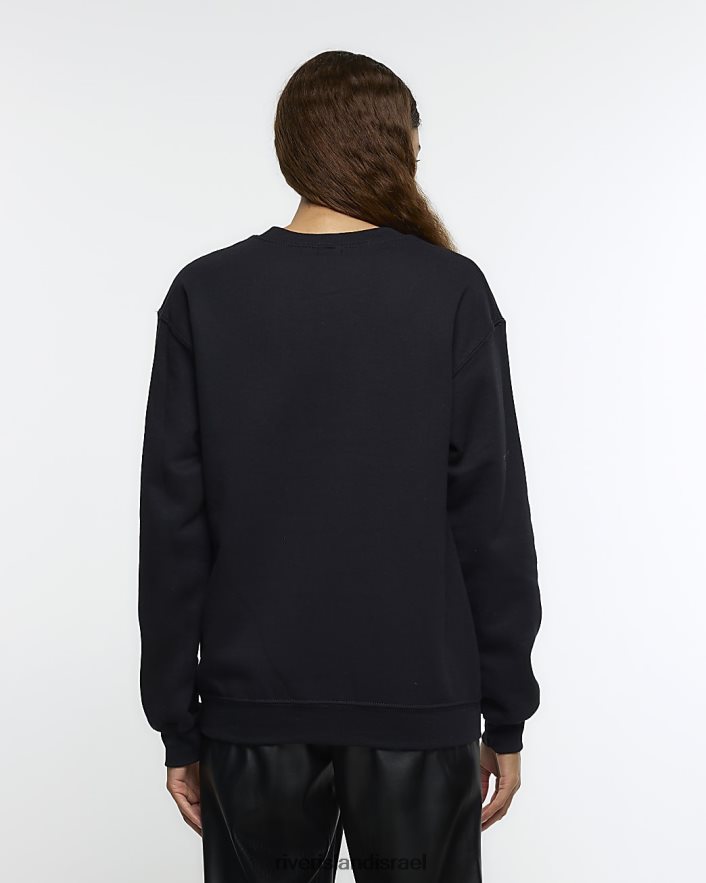 לבוש River Island סווטשירט פנים סקיצה שָׁחוֹר נשים BDZ4083750
