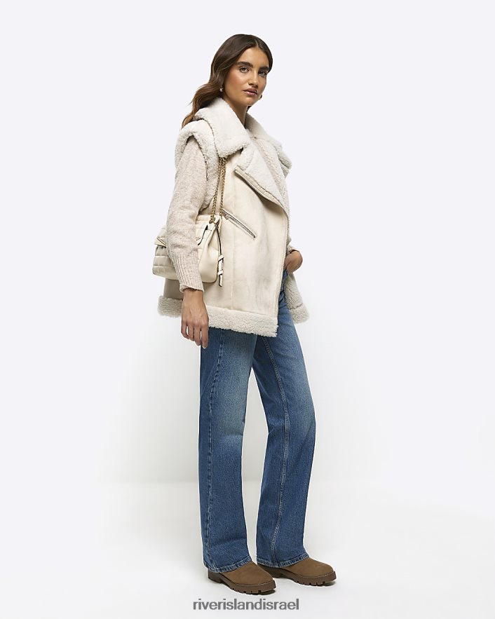לבוש River Island זמש בורג בטנה גילת קרם נשים BDZ4083759