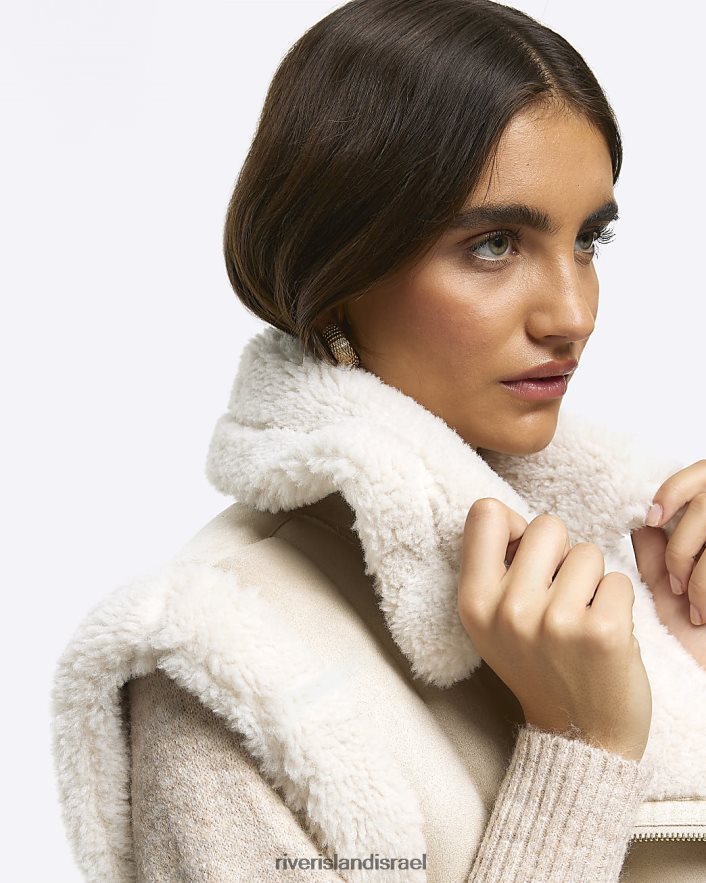 לבוש River Island זמש בורג בטנה גילת קרם נשים BDZ4083759