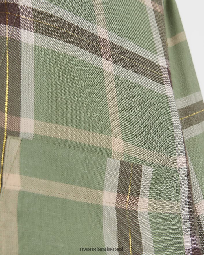 לבוש River Island חולצה עם שרוולים ארוכים ירוק נשים BDZ4083765