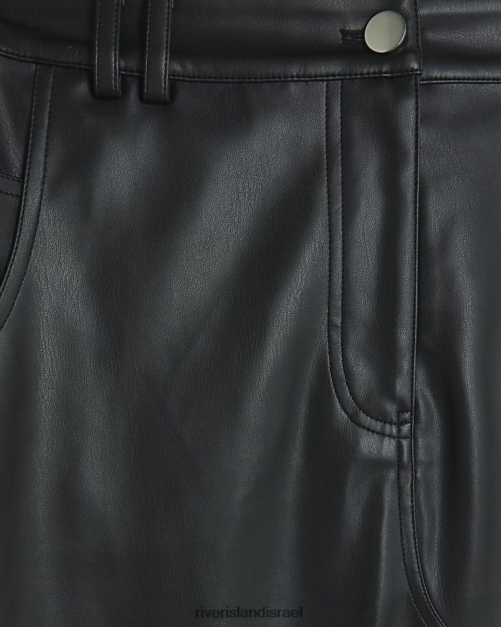 לבוש River Island חצאית מידי מעור מלאכותי שָׁחוֹר נשים BDZ4083770