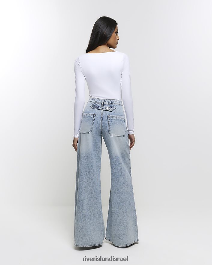 לבוש River Island ג'ינס רחב מותן גבוה כְּחוֹל נשים BDZ4083777