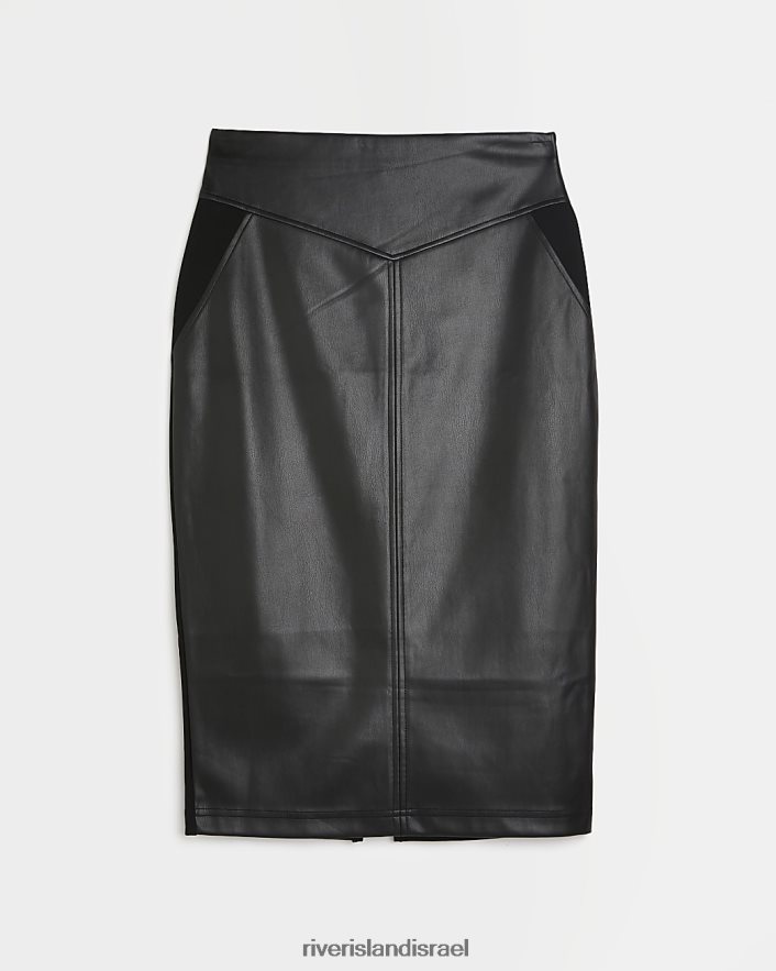 לבוש River Island חצאית עיפרון מעור מלאכותי שָׁחוֹר נשים BDZ4083778