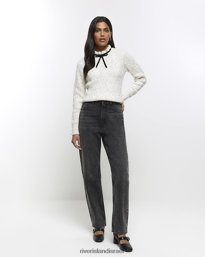 לבוש River Island מגשר עניבה מקטיפה קרם נשים BDZ4083780